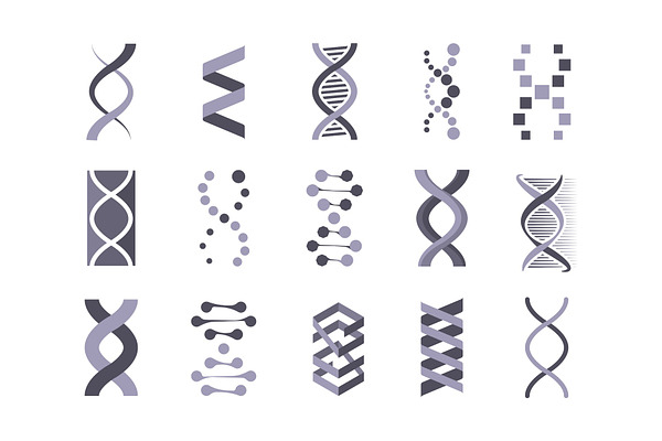 Dna Helix Molecule Silhouette Set Pre Designed Vector Graphics Creative Market