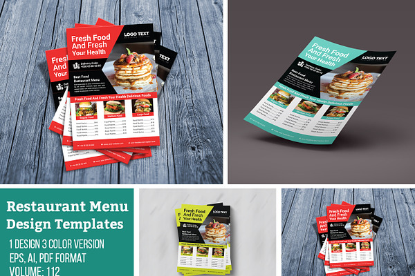 Fast Food Restaurant Menu Flyer Creative Illustrator Templates Creative Market