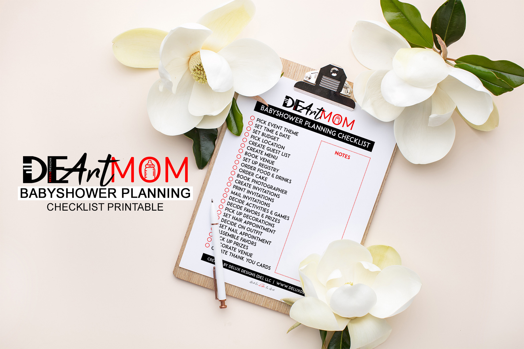 Deartmom Babyshower Checklist Creative Illustrator Templates Creative Market