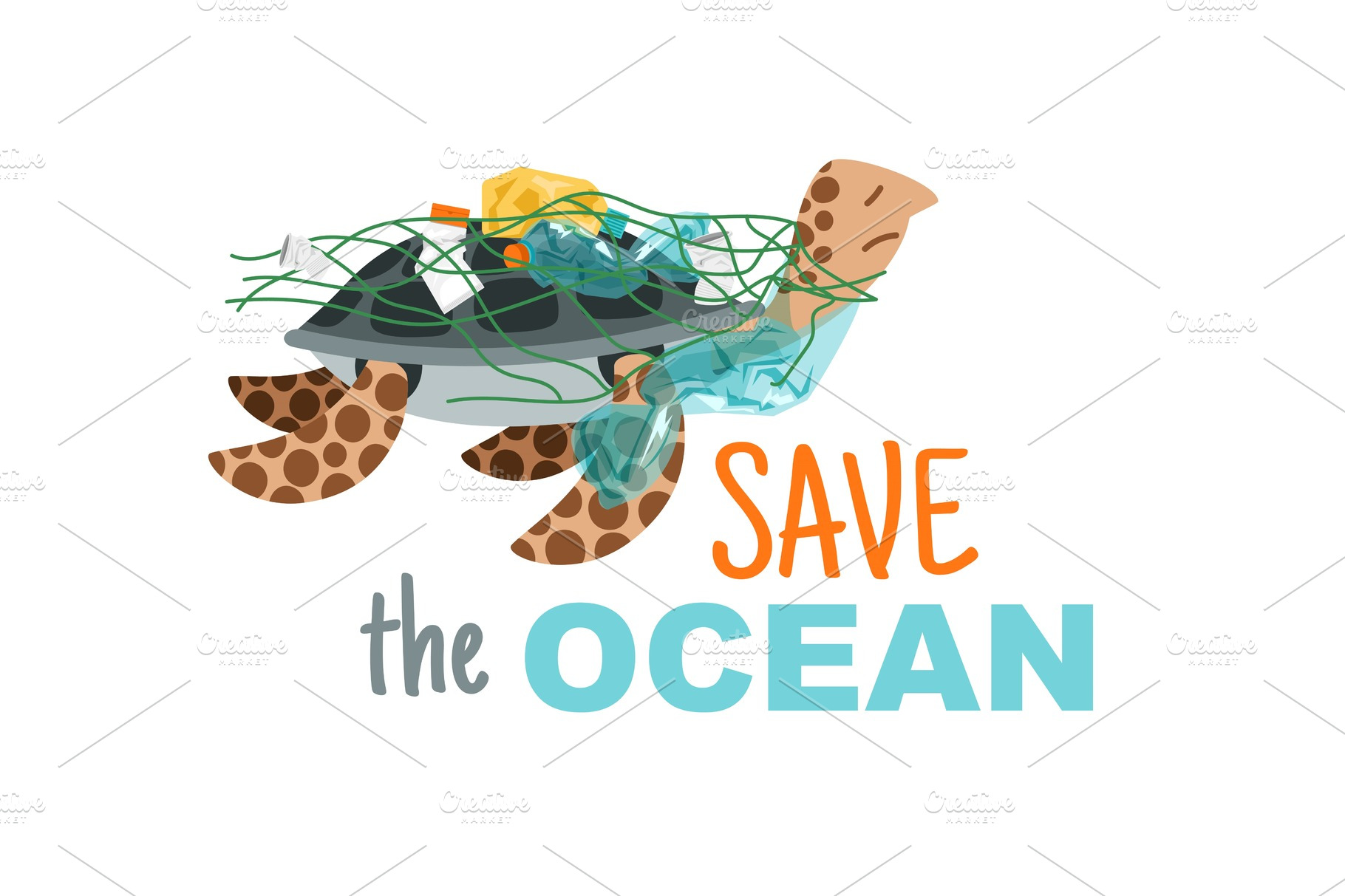 Save Ocean Poster Animal Illustrations Creative Market