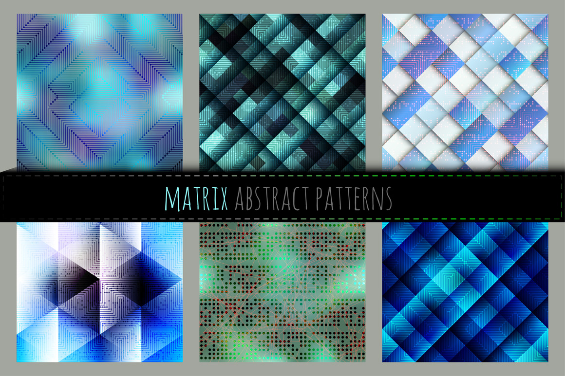 Matrix patterns PreDesigned Illustrator Graphics Creative Market