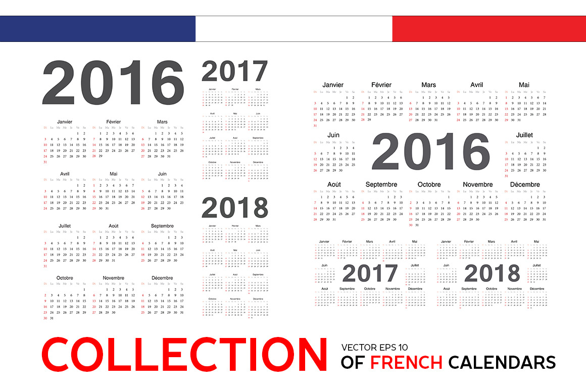 Collection of french calendars Work Illustrations Creative Market