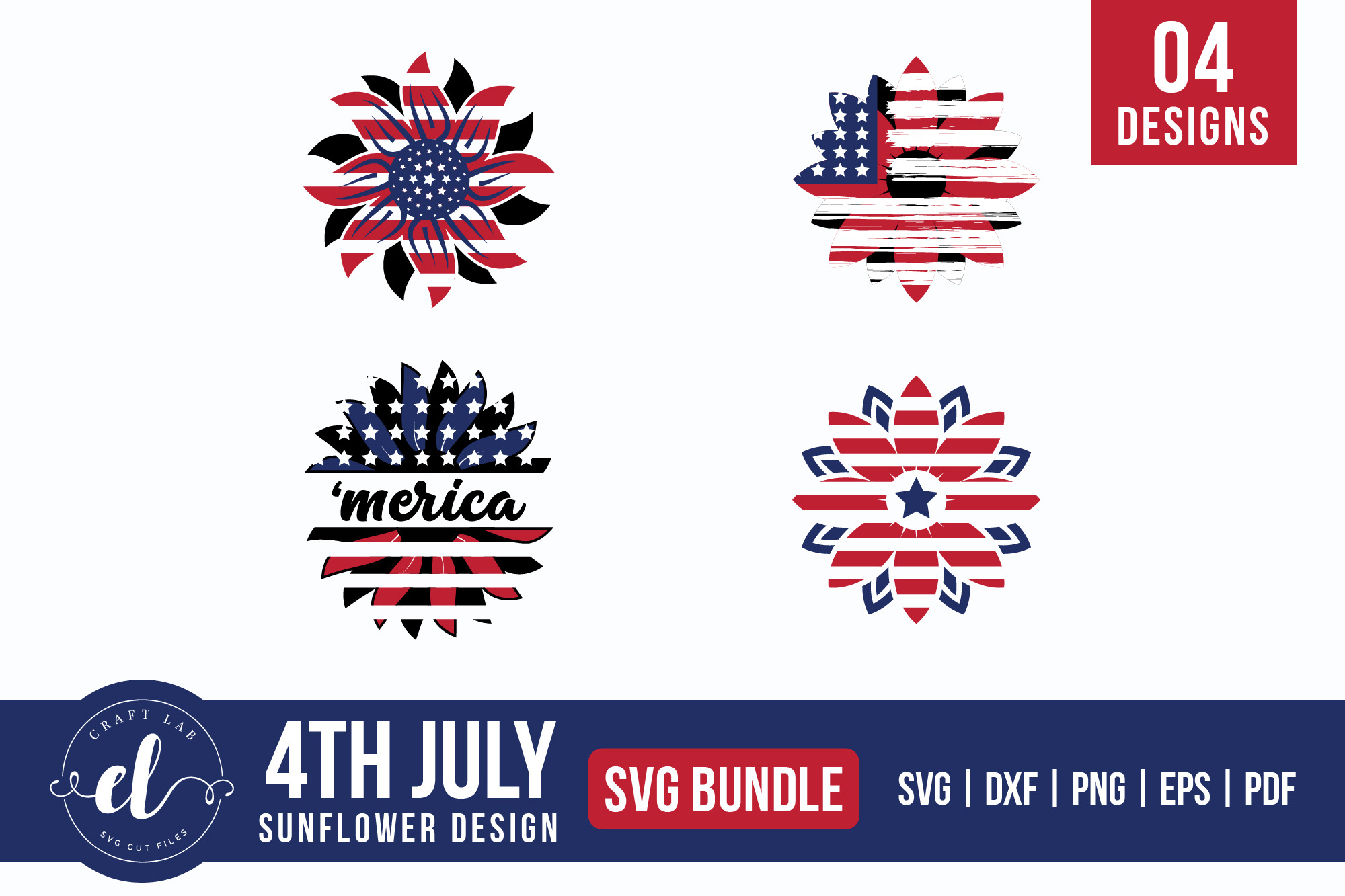 Download 4th Of July Sunflower Svg Bundle Pre Designed Illustrator Graphics Creative Market 3D SVG Files Ideas | SVG, Paper Crafts, SVG File