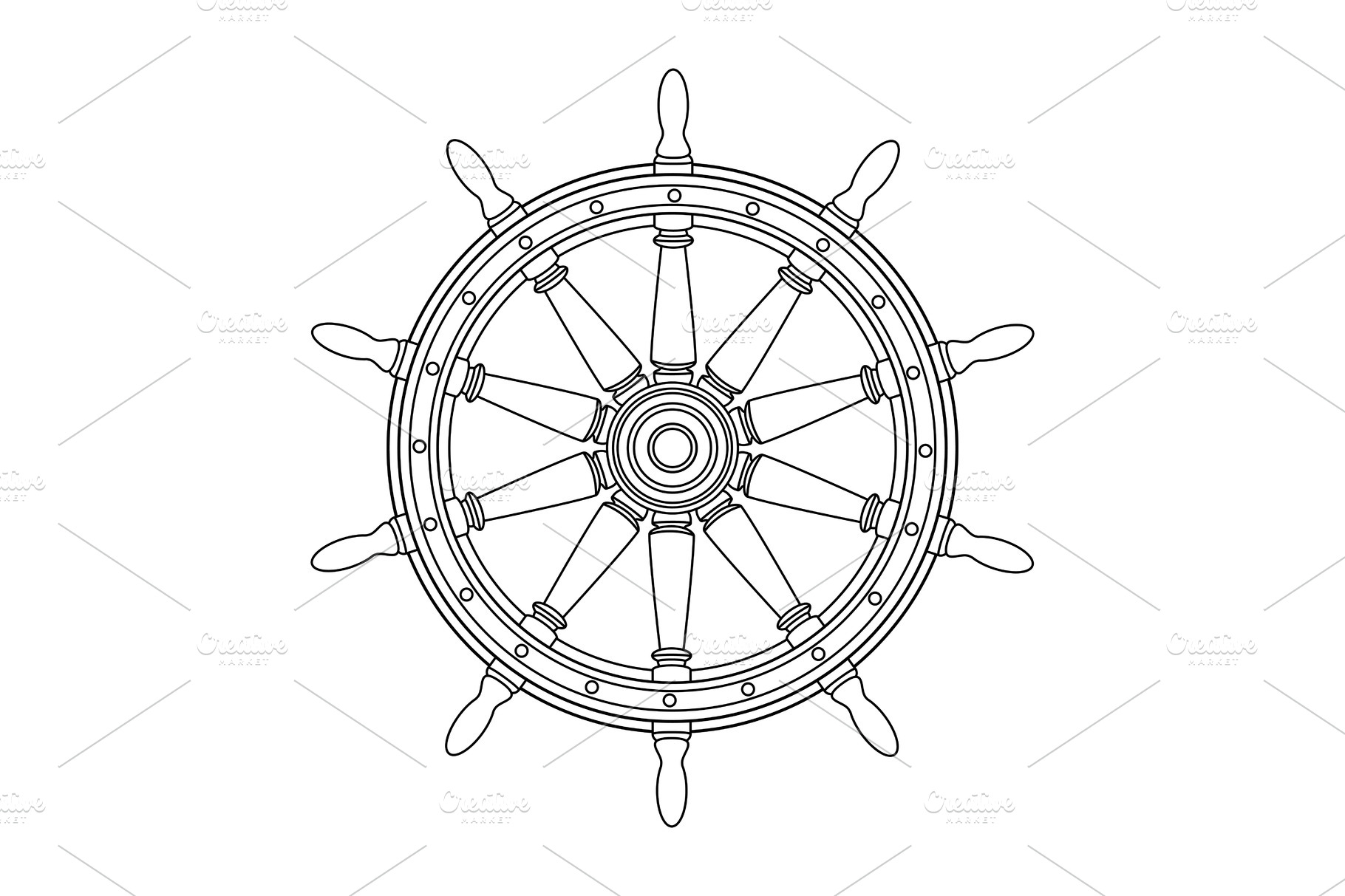 vector black, white boat handwheel | Vector Graphics ~ Creative Market