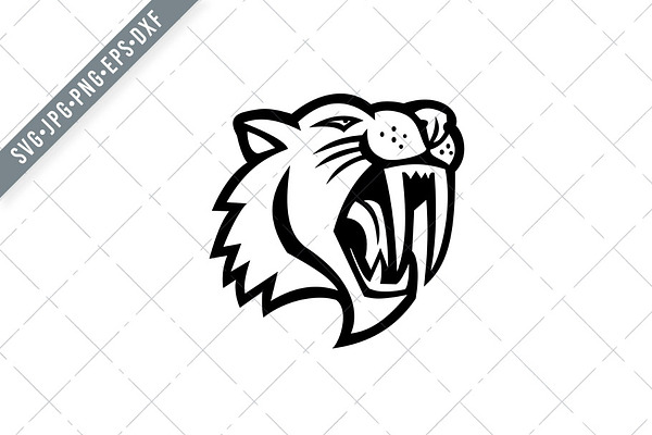 Download Angry Saber Toothed Cat Head Svg Pre Designed Illustrator Graphics Creative Market PSD Mockup Templates