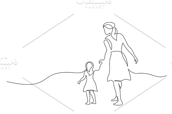 Featured image of post Walking Drawing Of Mother And Daughter