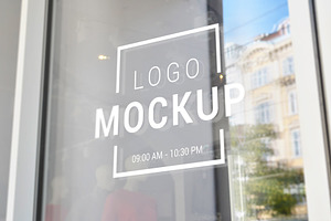 Window signage mockup | Creative Photoshop Templates ~ Creative Market