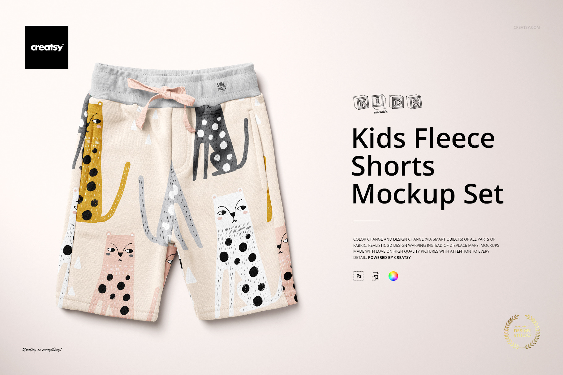 Download Kids Fleece Shorts Mockup Set Creative Photoshop Templates Creative Market