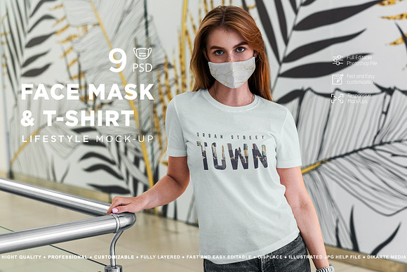 Download Face Mask T Shirt Mockup Lifestyle Creative Photoshop Templates Creative Market