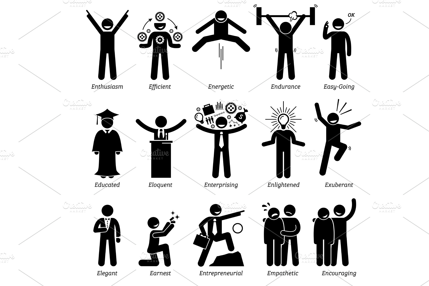 Positive Personality Character Trait | Icons ~ Creative Market