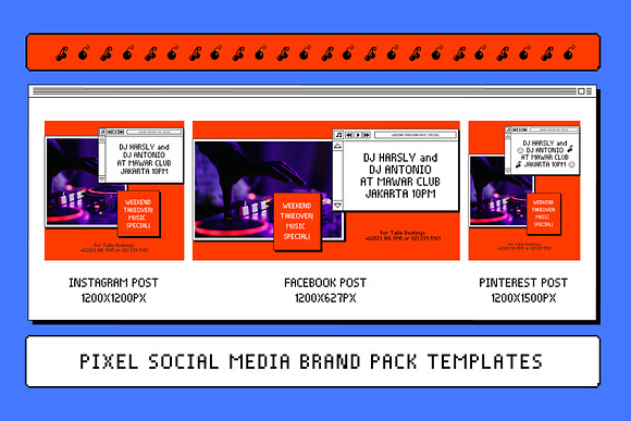 Pixel Social Media Brand Templates Creative Photoshop Templates Creative Market