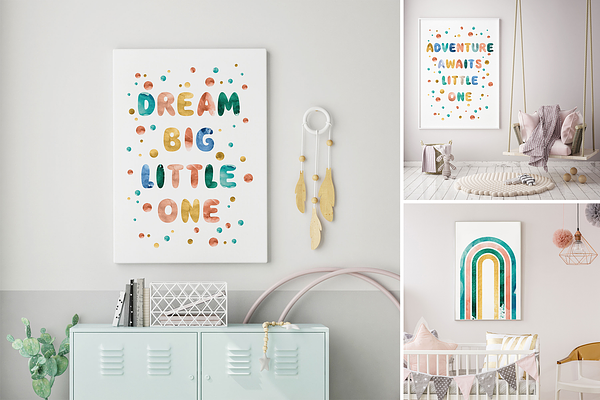 Watercolor Nursery & Baby Prints | Pre-Designed Vector Graphics ...