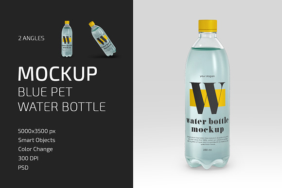 Download Blue Pet Water Bottle Mockup Set Creative Photoshop Templates Creative Market