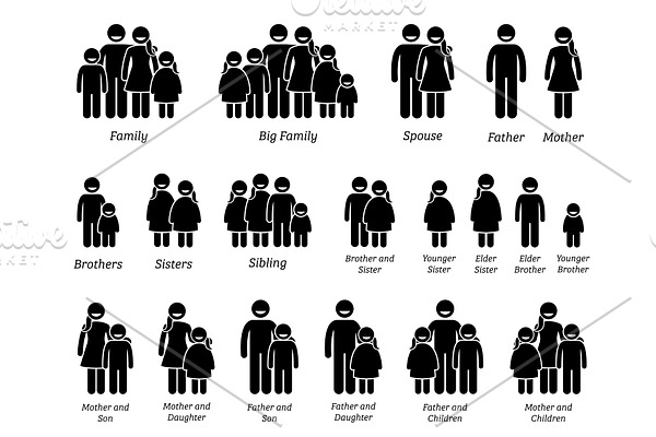 Download Family Members Icons Stick Figure Pre Designed Illustrator Graphics Creative Market