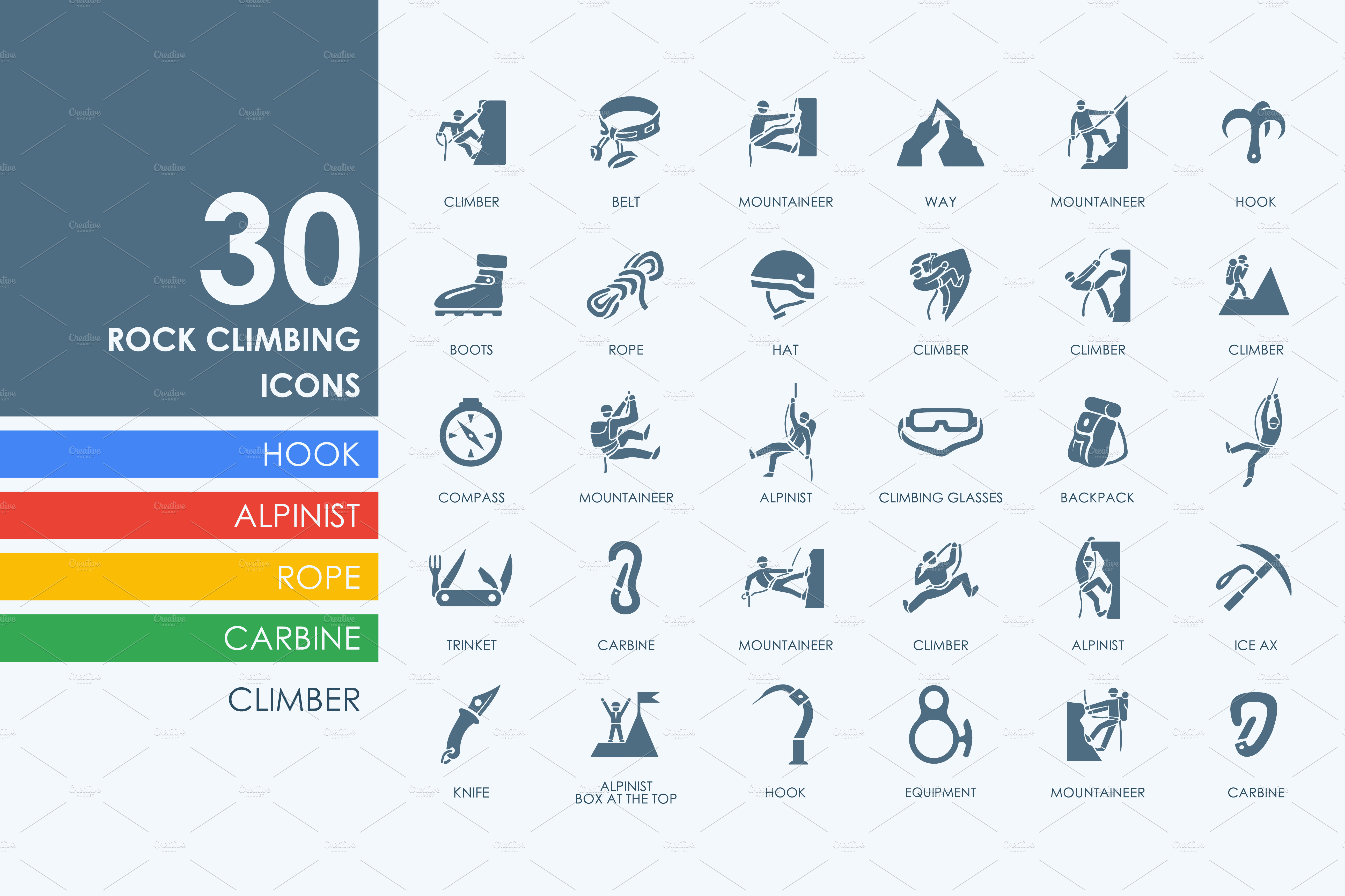 30 rock climbing icons Icons Creative Market