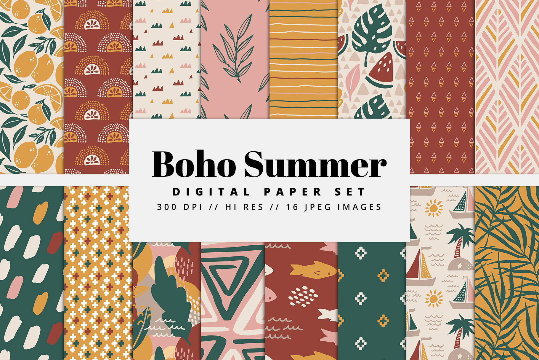 Download Boho Summer Digital Paper | Pre-Designed Photoshop ...