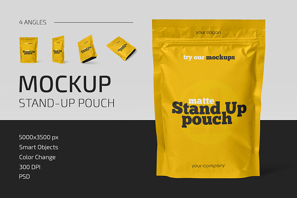 Download Matte Stand Up Pouch Mockup Set Creative Photoshop Templates Creative Market