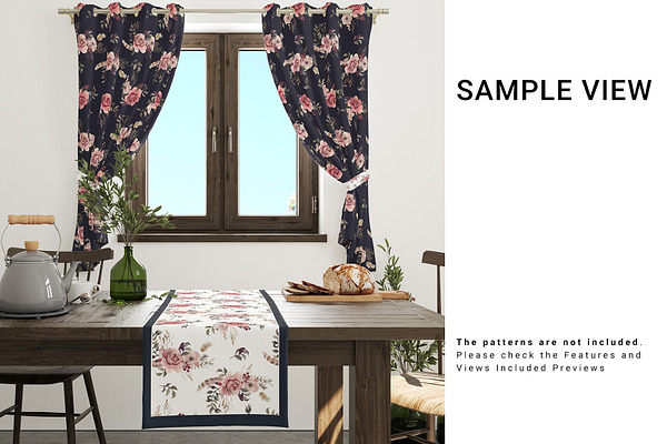 Download Kitchen Table Runner & Curtains Set | Creative Photoshop ...