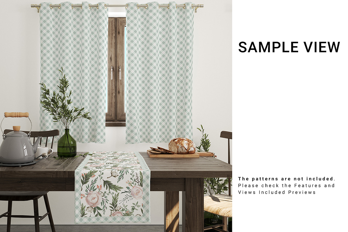 Download Kitchen Table Runner & Curtains Set | Creative Photoshop ...