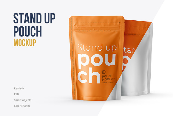 Download Stand Up Pouch Front And Half Side Creative Photoshop Templates Creative Market