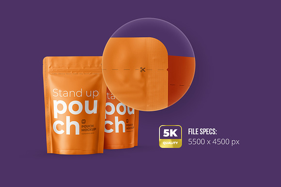 Download Stand Up Pouch Front And Half Side Creative Photoshop Templates Creative Market