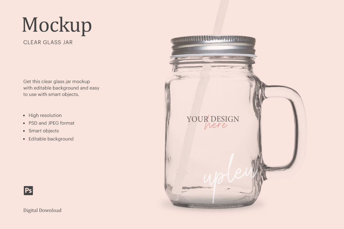 Download Clear Glass Jar With Lid Mockup Creative Photoshop Templates Creative Market