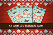 Christmas card with knitted pattern | Illustrations ~ Creative Market