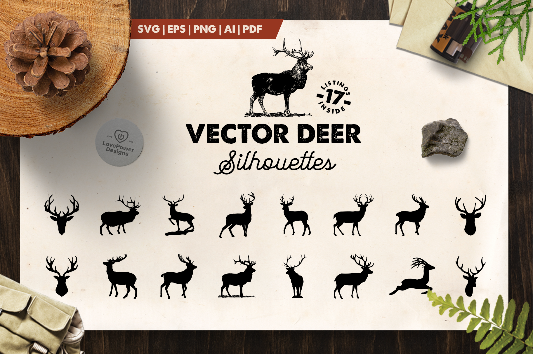 Download Deer Silhouettes 17 Deer Svg Pre Designed Photoshop Graphics Creative Market