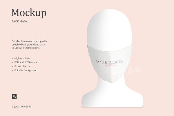 Download Protective Face Mask Mockup Creative Photoshop Templates Creative Market PSD Mockup Templates