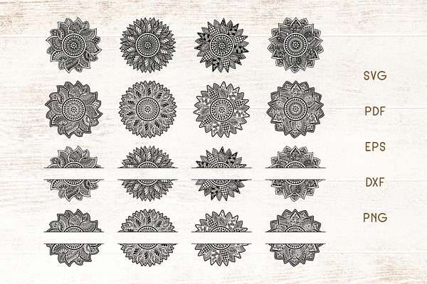 Download Sunflower Mandala Zentangle Svg Pre Designed Photoshop Graphics Creative Market PSD Mockup Templates