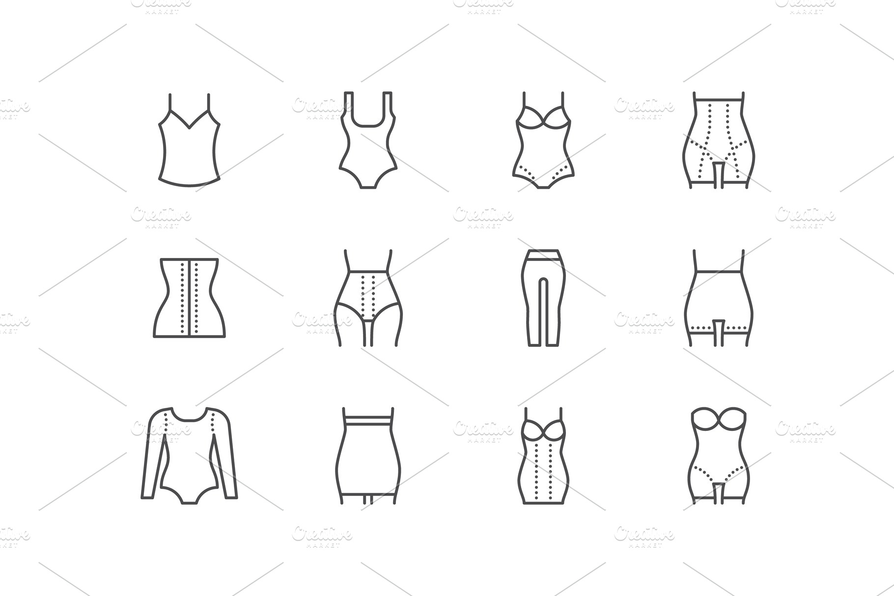 Shapewear Line Icons | Illustrator Graphics ~ Creative Market