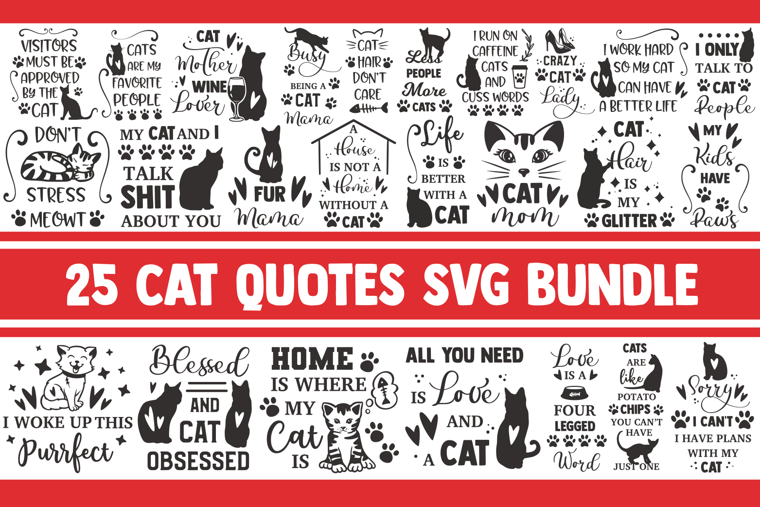 Cat Svg Bundle Kitten Animal Vector Pre Designed Photoshop Graphics Creative Market