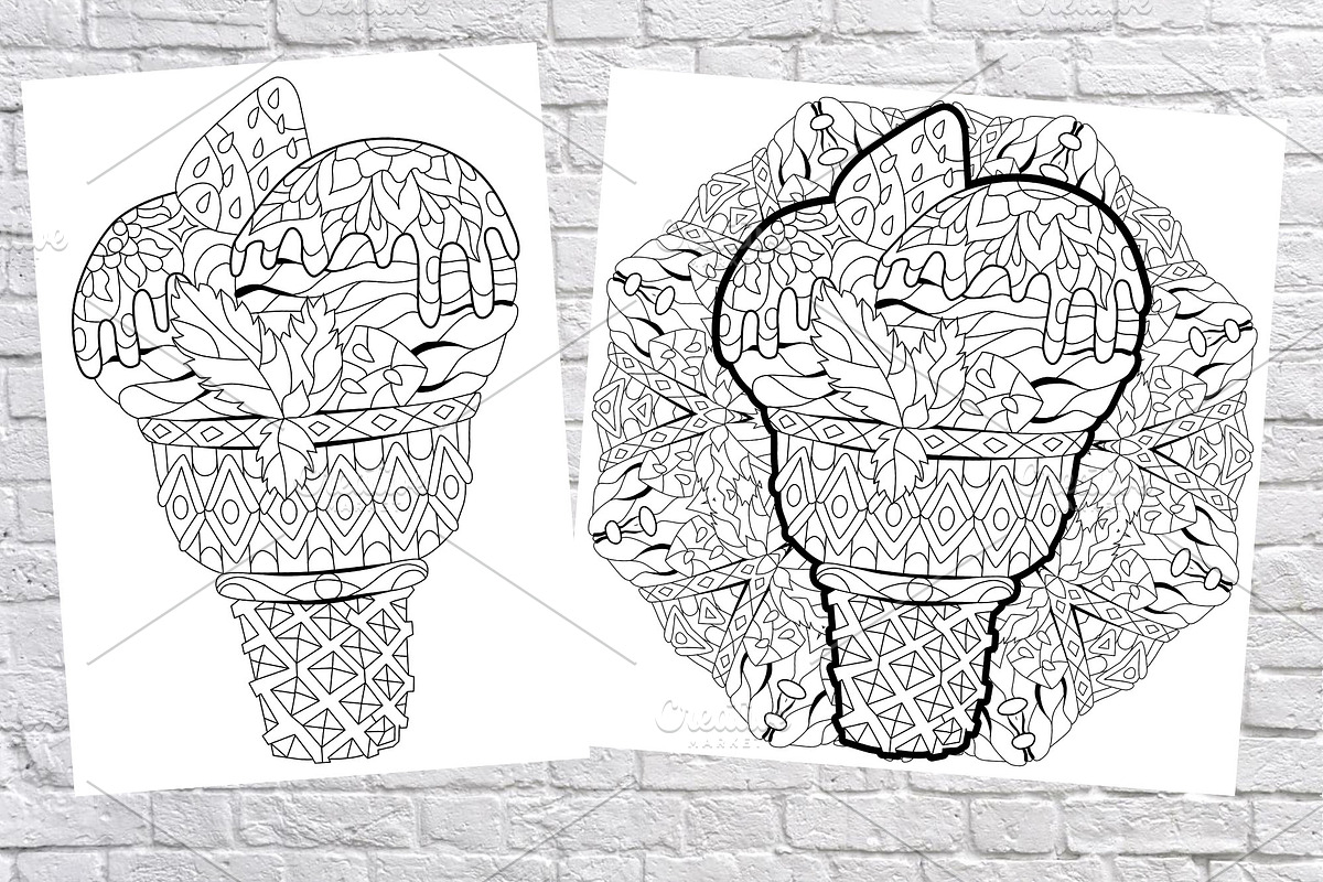 Ice cream for coloring pages | Pre-Designed Photoshop Graphics