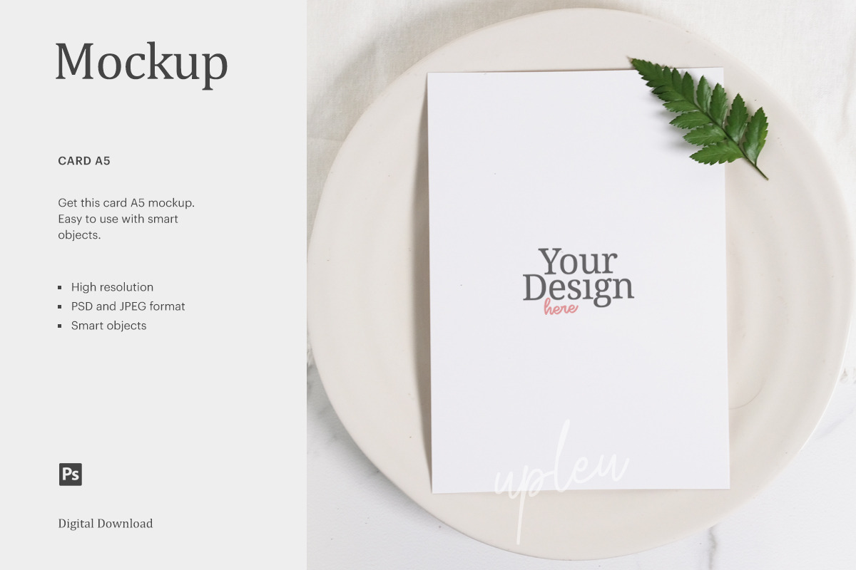 Download A5 Thank You Card On Plate Mockup Creative Photoshop Templates Creative Market