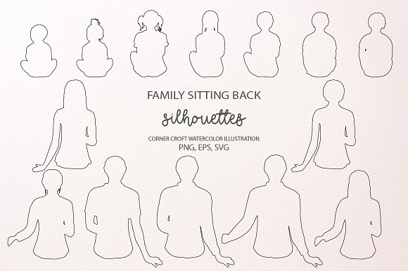 Download Family Sitting Back Silhouettes Png Pre Designed Photoshop Graphics Creative Market