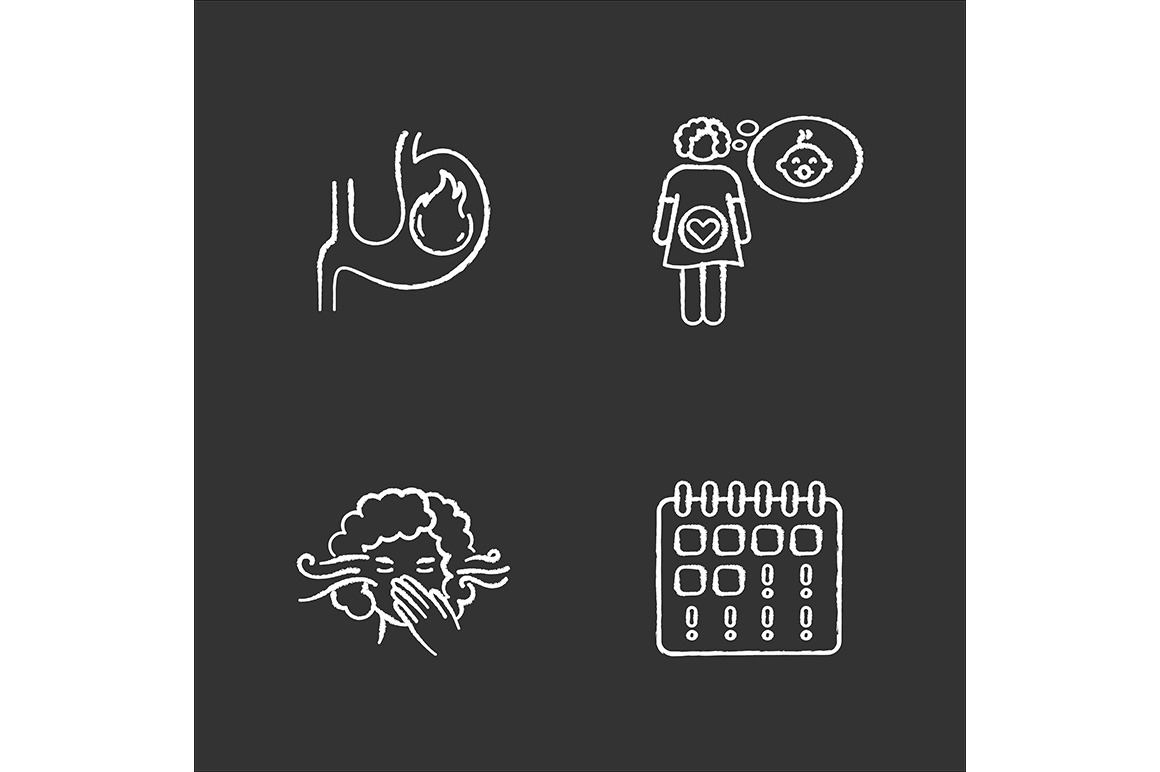 early-pregnancy-symptom-chalk-icons-outline-icons-creative-market