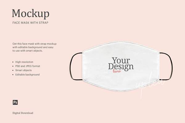 Download Face Mask With Strap Mockup Creative Photoshop Templates Creative Market