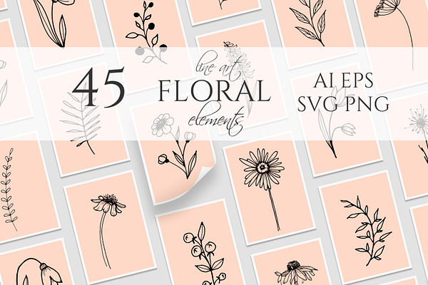 Download Line Art Floral Wreath Svg Creative Market