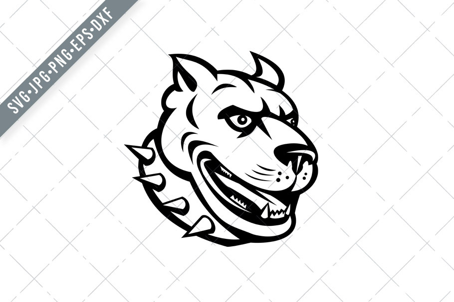 Head of Angry Pit Bull Pitbull SVG | Pre-Designed Illustrator Graphics