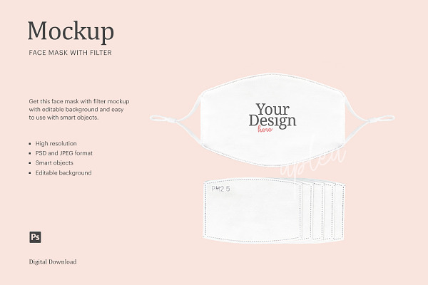 Face Mask With Strap Mockup Creative Photoshop Templates Creative Market