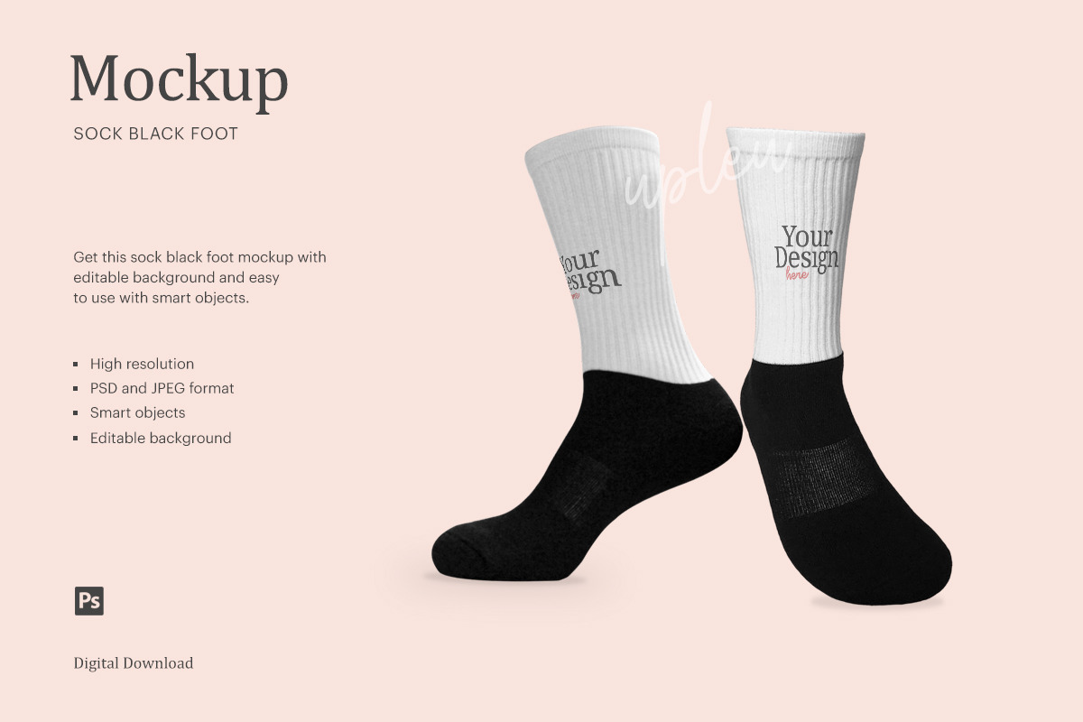 Download Socks Black Foot Mockup | Creative Photoshop Templates ...