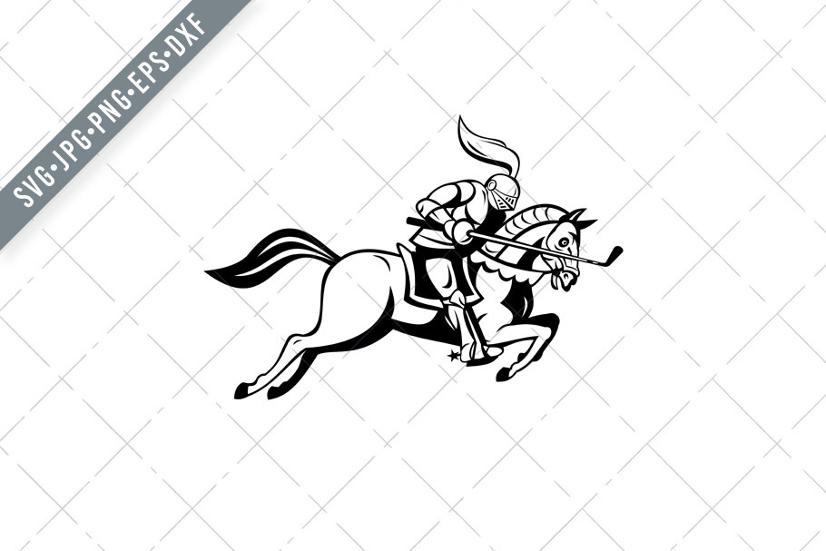 Download Knight Riding Horse Golf Club Svg Pre Designed Illustrator Graphics Creative Market