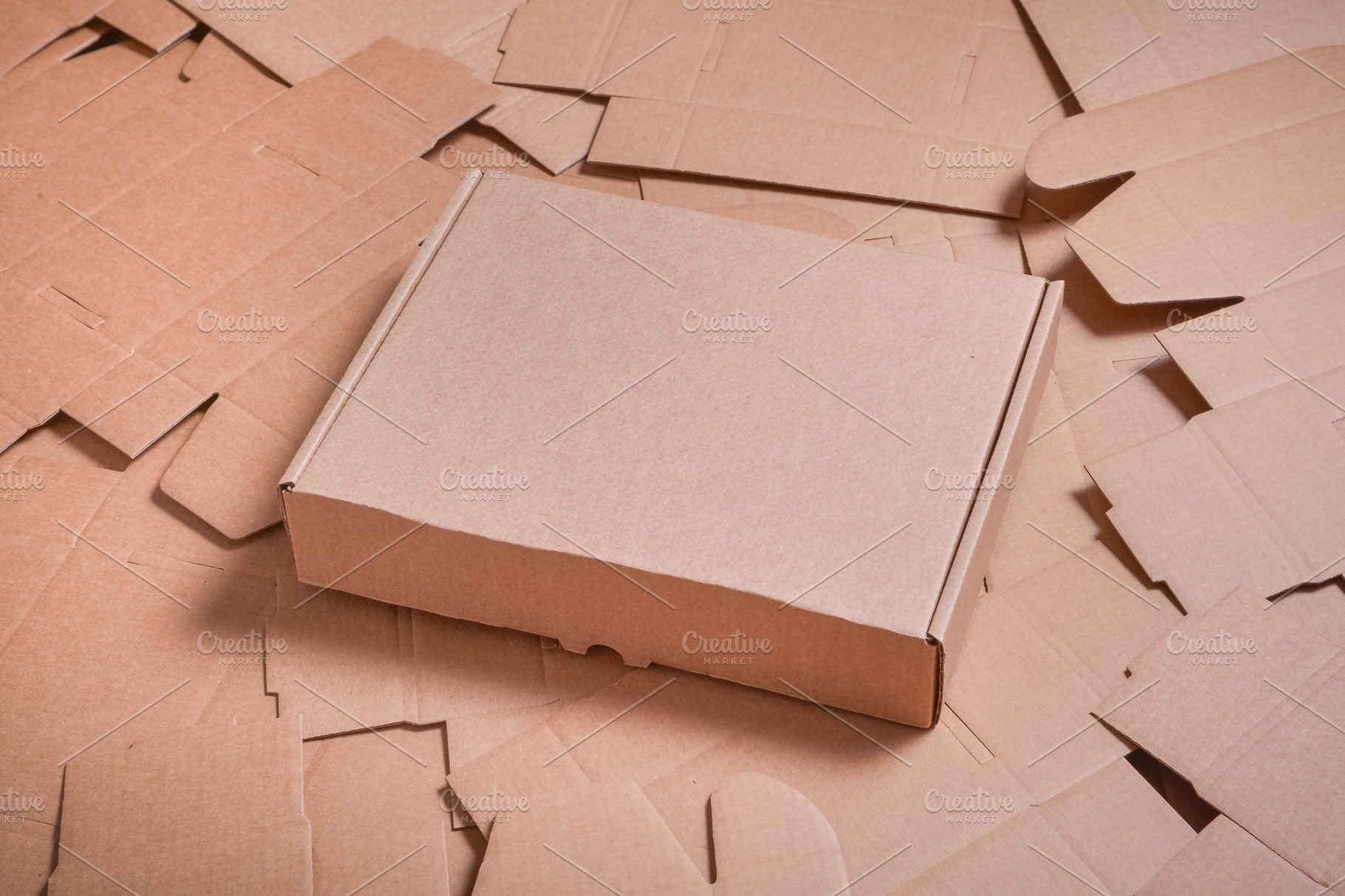 Download Brown Carton Box On Unfolded Cardboa Stock Photo Containing Background And High Quality Industrial Stock Photos Creative Market