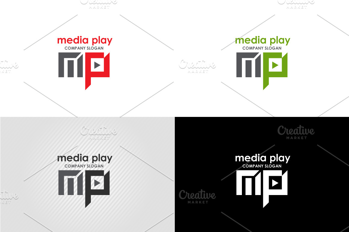 Media Play Logo | Creative Illustrator Templates ~ Creative Market