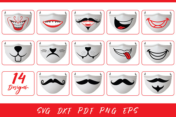 Download Funny Face Mask SVG Bundle | Pre-Designed Illustrator Graphics ~ Creative Market