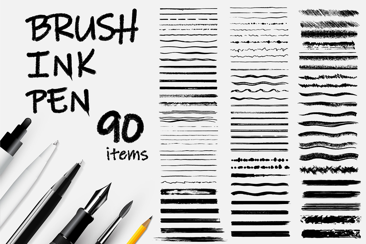 Pencil,Paint Stroke Brushes. Pen Ink | Unique Illustrator Add-Ons