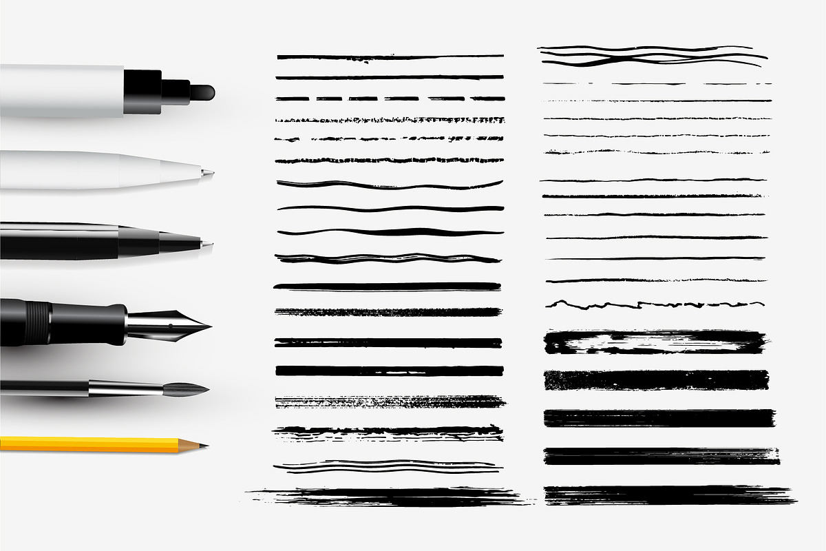 Pencil,Paint Stroke Brushes. Pen Ink | Unique Illustrator Add-Ons