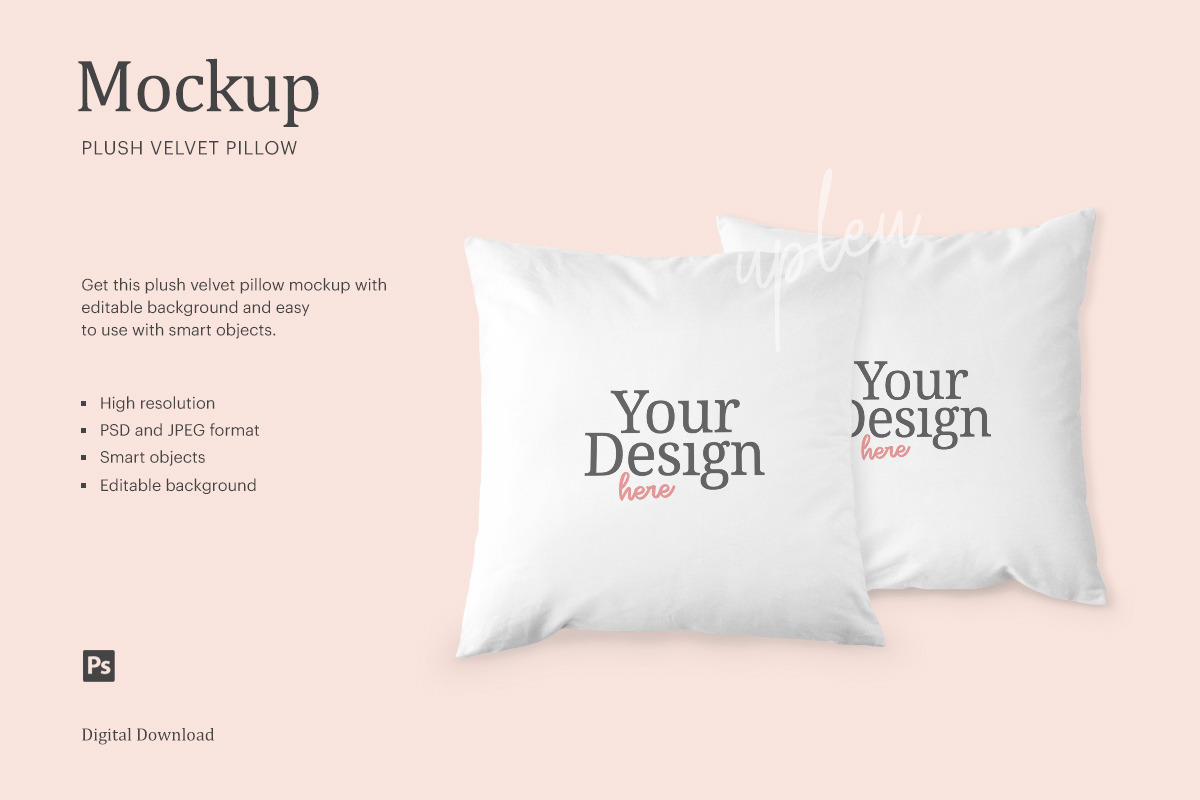 Download Plush Velvet Pillow Mockup Creative Photoshop Templates Creative Market