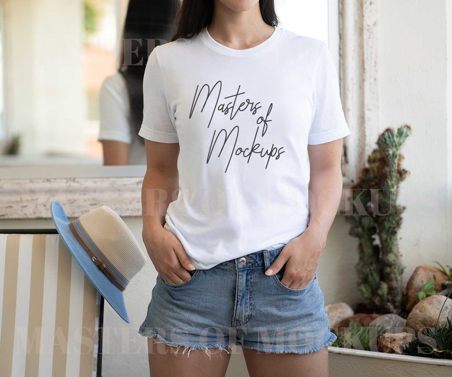 Download White Tshirt Mockup Female Desert Creative Product Mockups Creative Market