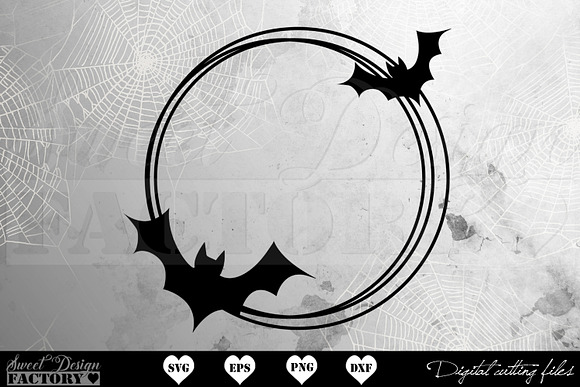 Download Halloween Bats Wreath Svg Pre Designed Photoshop Graphics Creative Market